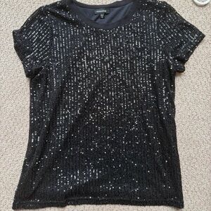 Mittoshop Black Sequin Short Sleeve Top